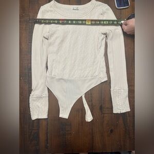 Free People Cream Textured Knit Top